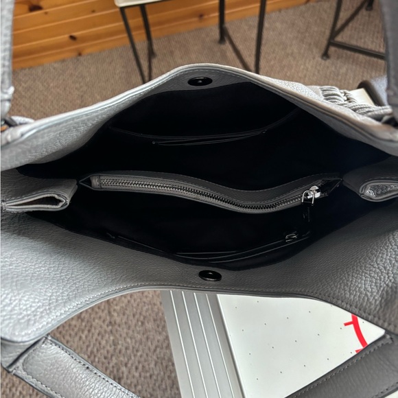 Karl Lagerfeld Gaelle Gray Chain Accent Shoulder Bag - Picture 4 of 5